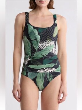 Jantzen Black Jolie One Piece Black Boho Palm